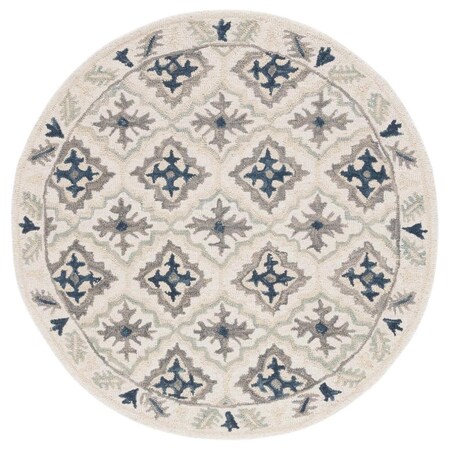 Safavieh 5 x 5 ft. Aspen Bohemian Hand Tufted Round Area Rug, Ivory & Blue APN140A-5R